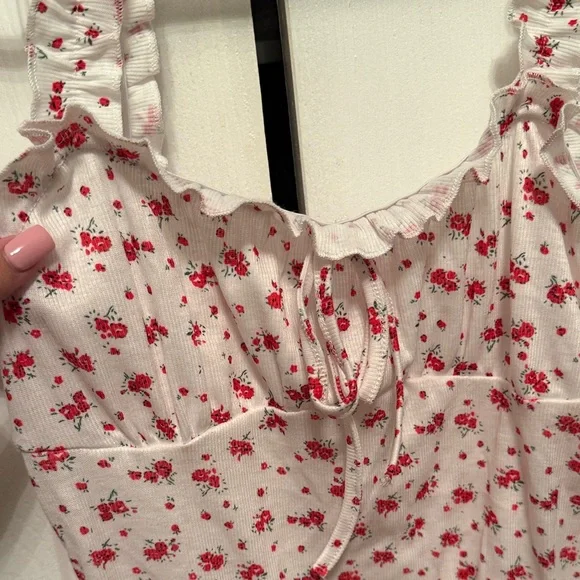 SHEIN Red Floral Mini Dress with Ruffle Straps - Picture 4 of 4